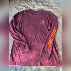 3/$15 Santa Cruz Burgundy Long Sleeve Print T-shirt Size Medium